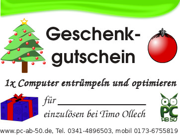 Weihnachtsgutschein entrümpeln